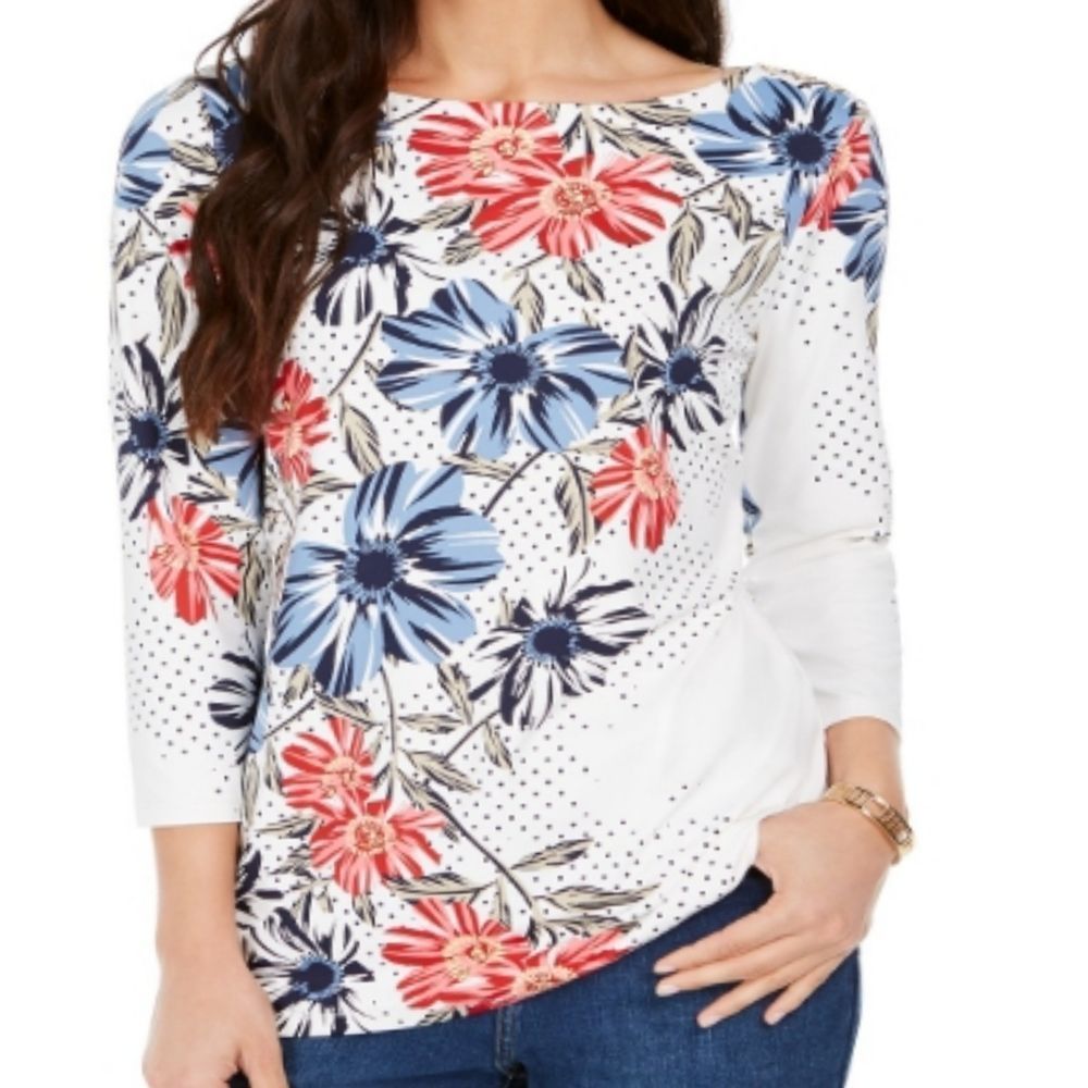 Charter Club Floral Top white size XL